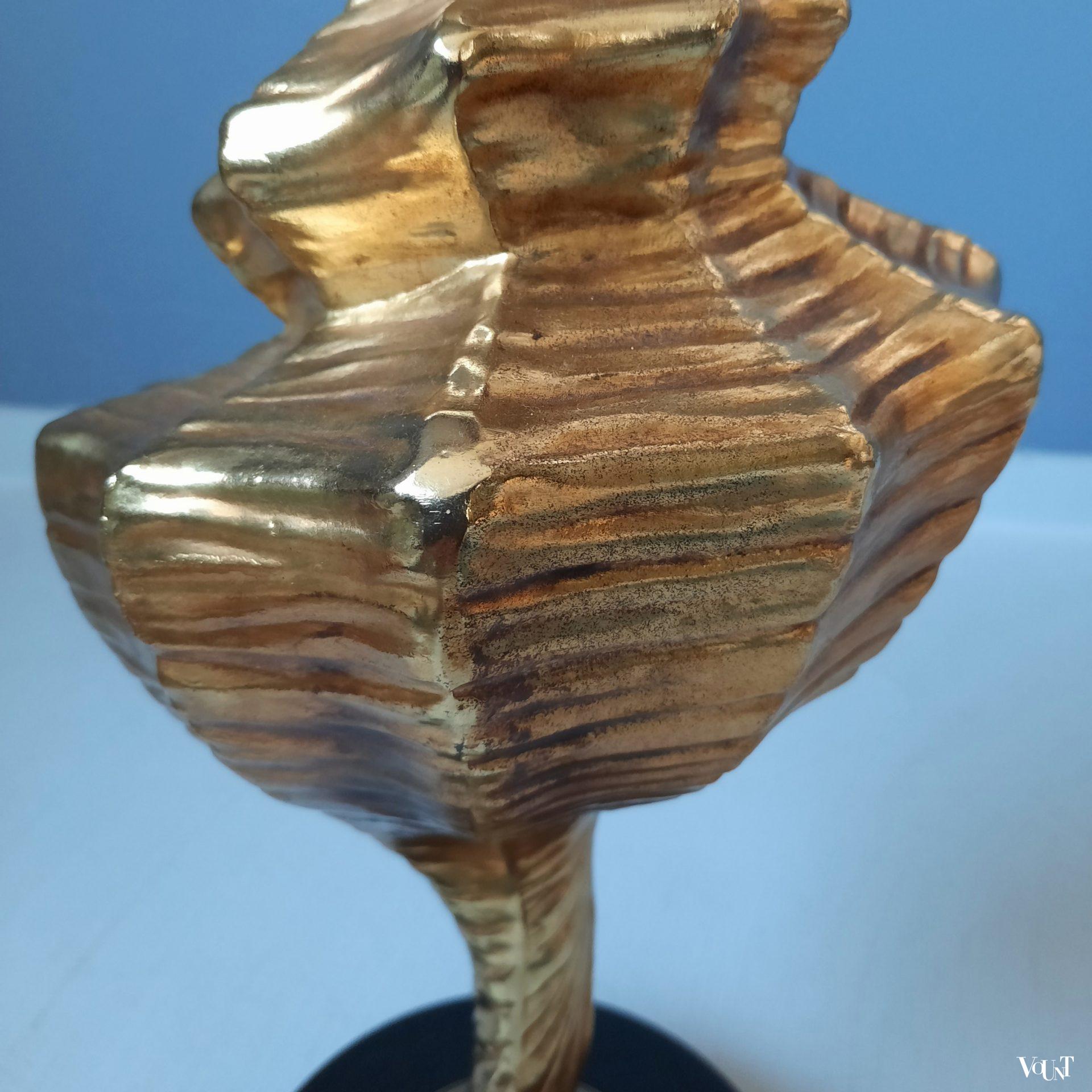 Tafellamp met messing hoornschelp, jaren '70