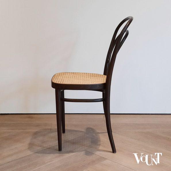 Set van 6 originele bruine Thonet-stoelen nr. 214, jaren '70