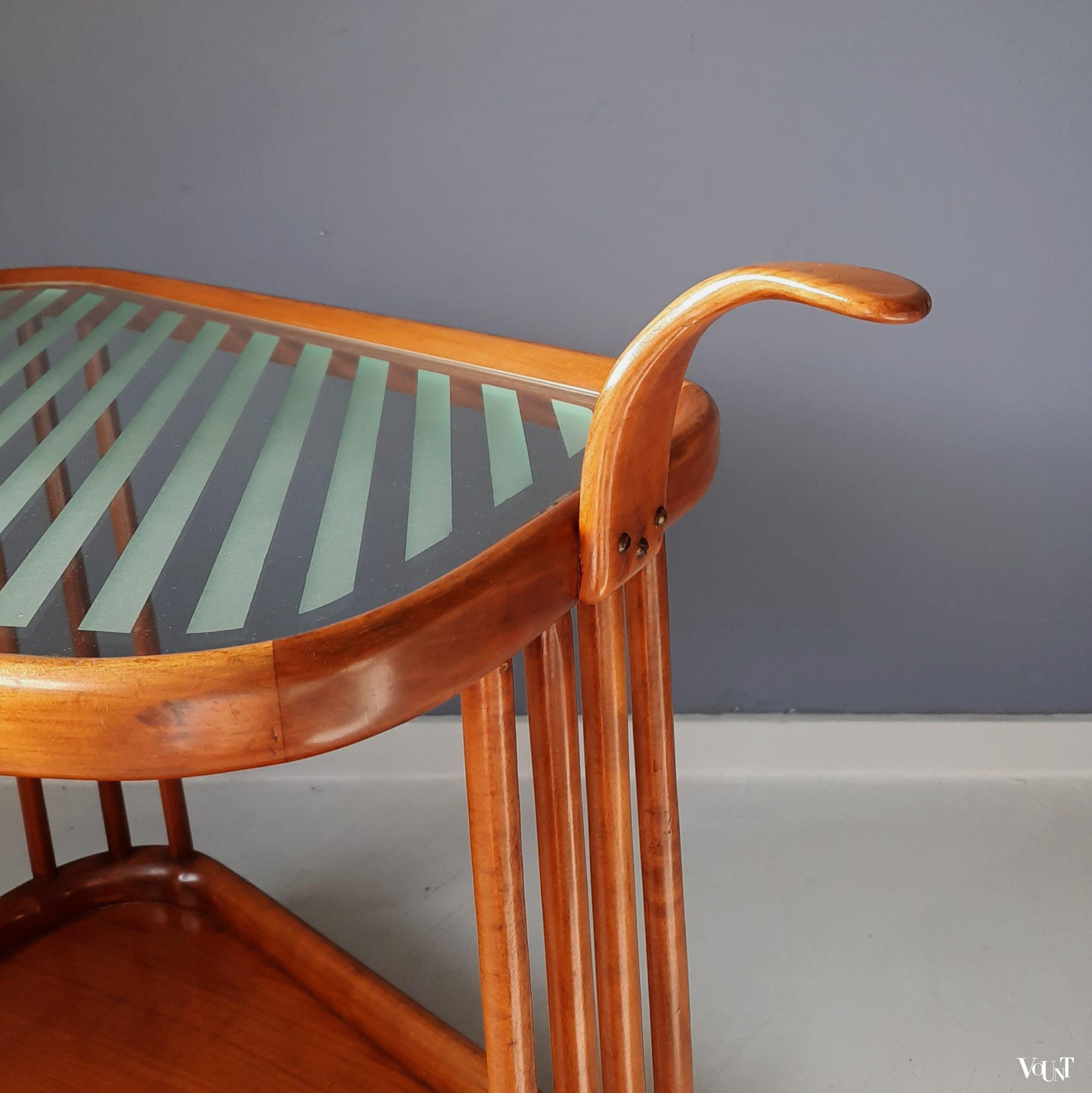 Midcentury trolley cederhout en glas