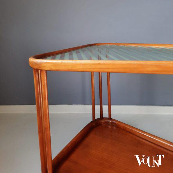 Midcentury trolley cederhout en glas