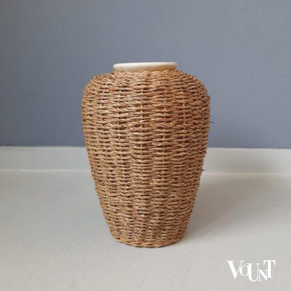 Vintage met touw omwikkelde vaas