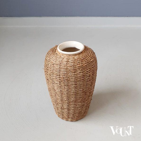 Vintage met touw omwikkelde vaas
