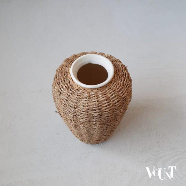 Vintage met touw omwikkelde vaas