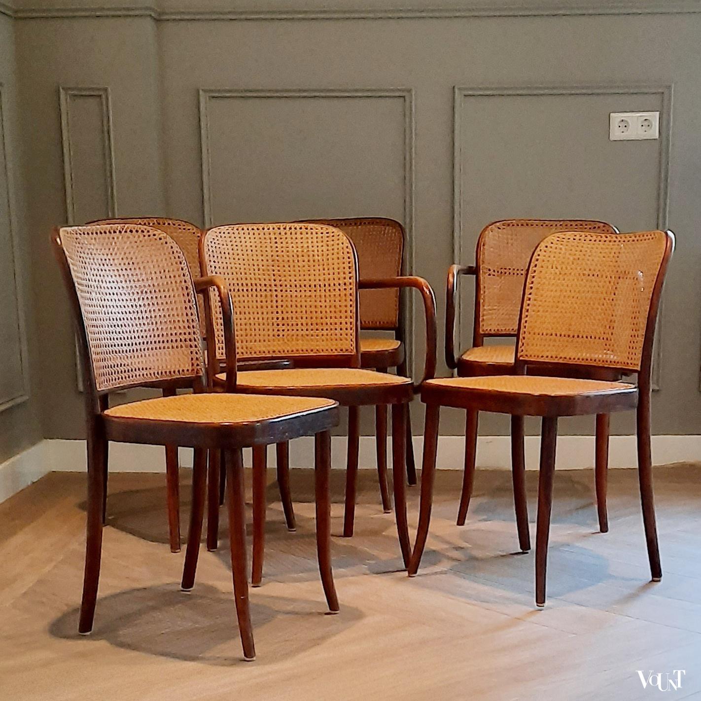 Set van 6 Praag of 811 stoelen, Ligna, jaren '60 / '70