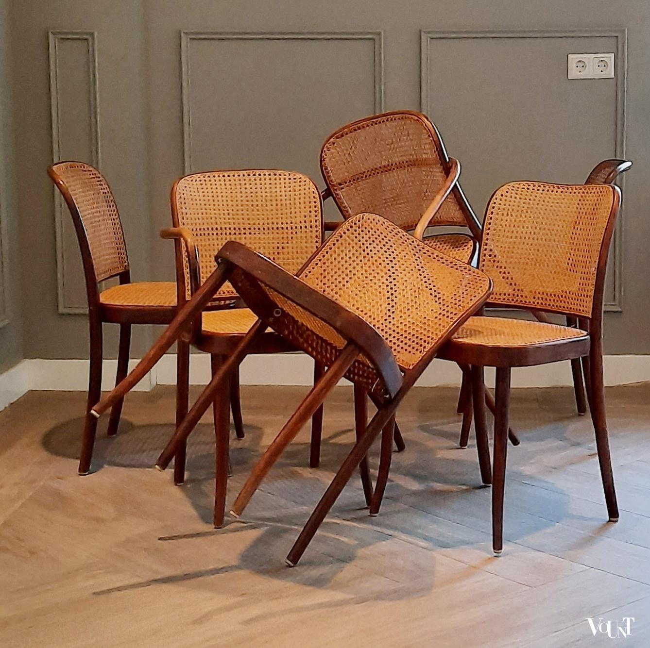 Set van 6 Praag of 811 stoelen, Ligna, jaren '60 / '70