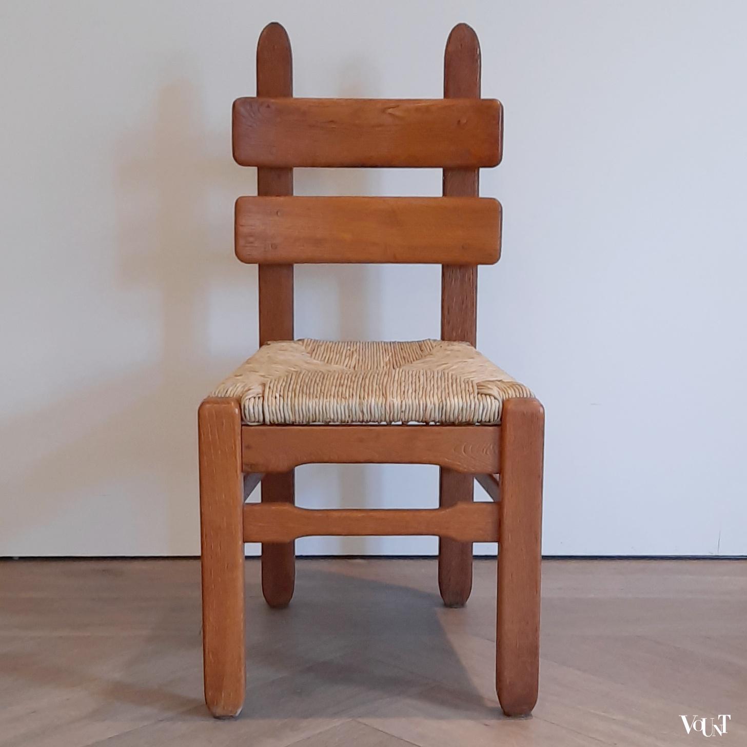 Set van 6 brutalist stoelen, jaren '60