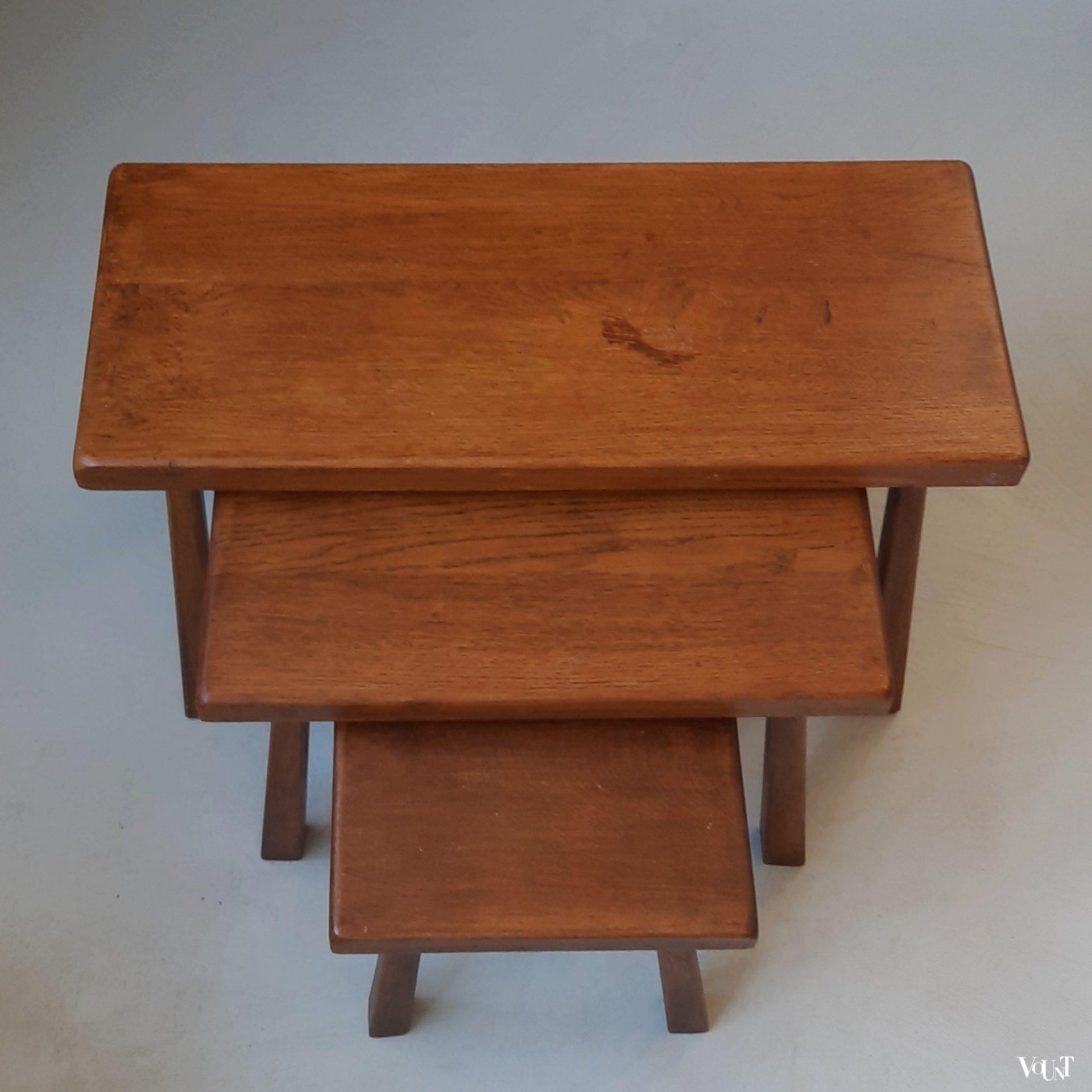 Set van 3 brutalist bijzettafels, jaren '60