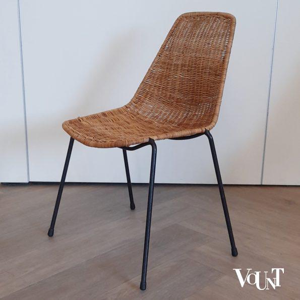 Set van 2 rotan stoelen met zwart metalen frame, Gian Franco Legler, jaren '50