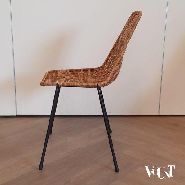 Set van 2 rotan stoelen met zwart metalen frame, Gian Franco Legler, jaren '50
