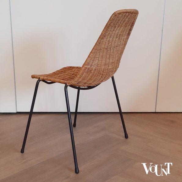 Set van 2 rotan stoelen met zwart metalen frame, Gian Franco Legler, jaren '50