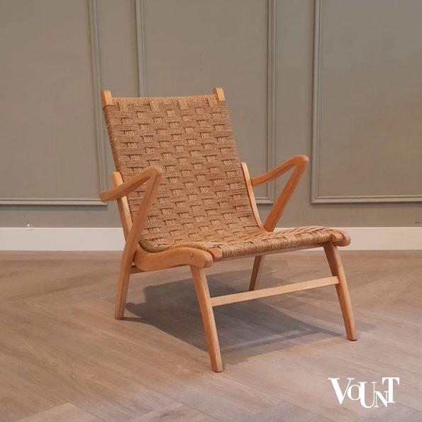 Fauteuil hout met touw, jaren '40 / '50