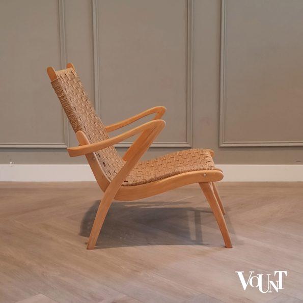 Fauteuil hout met touw, jaren '40 / '50