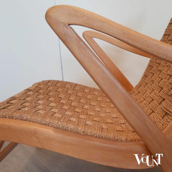 Fauteuil hout met touw, jaren '40 / '50