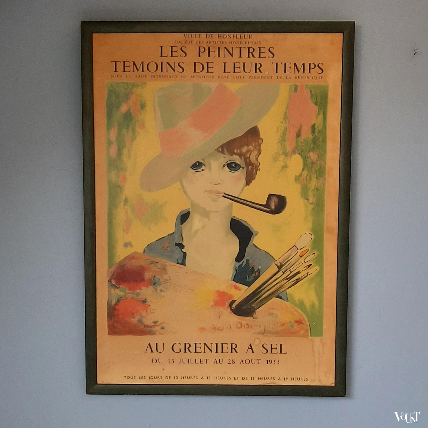 Originele Franse jaren '50 poster Van Dongen in houten lijst