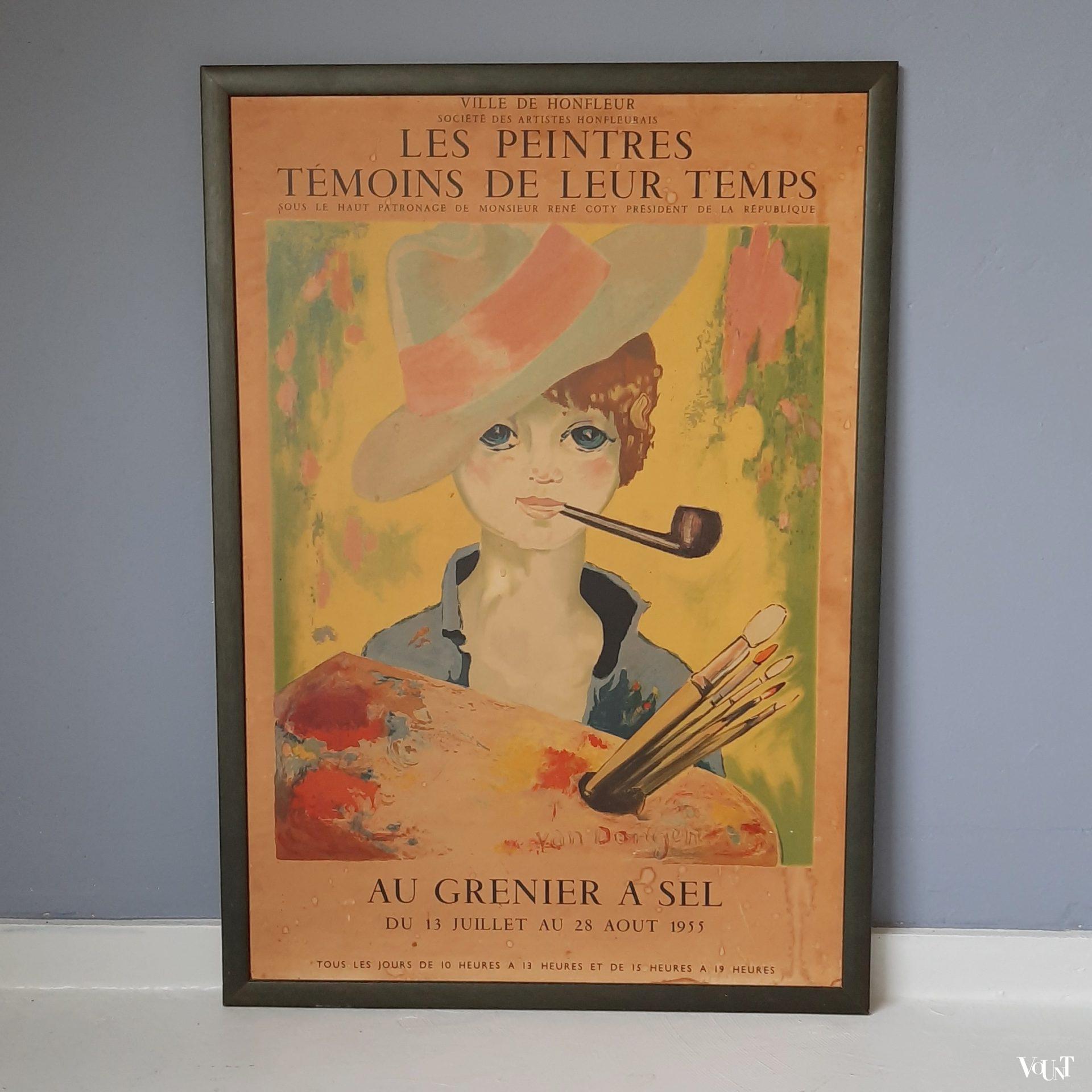 Originele Franse jaren '50 poster Van Dongen in houten lijst