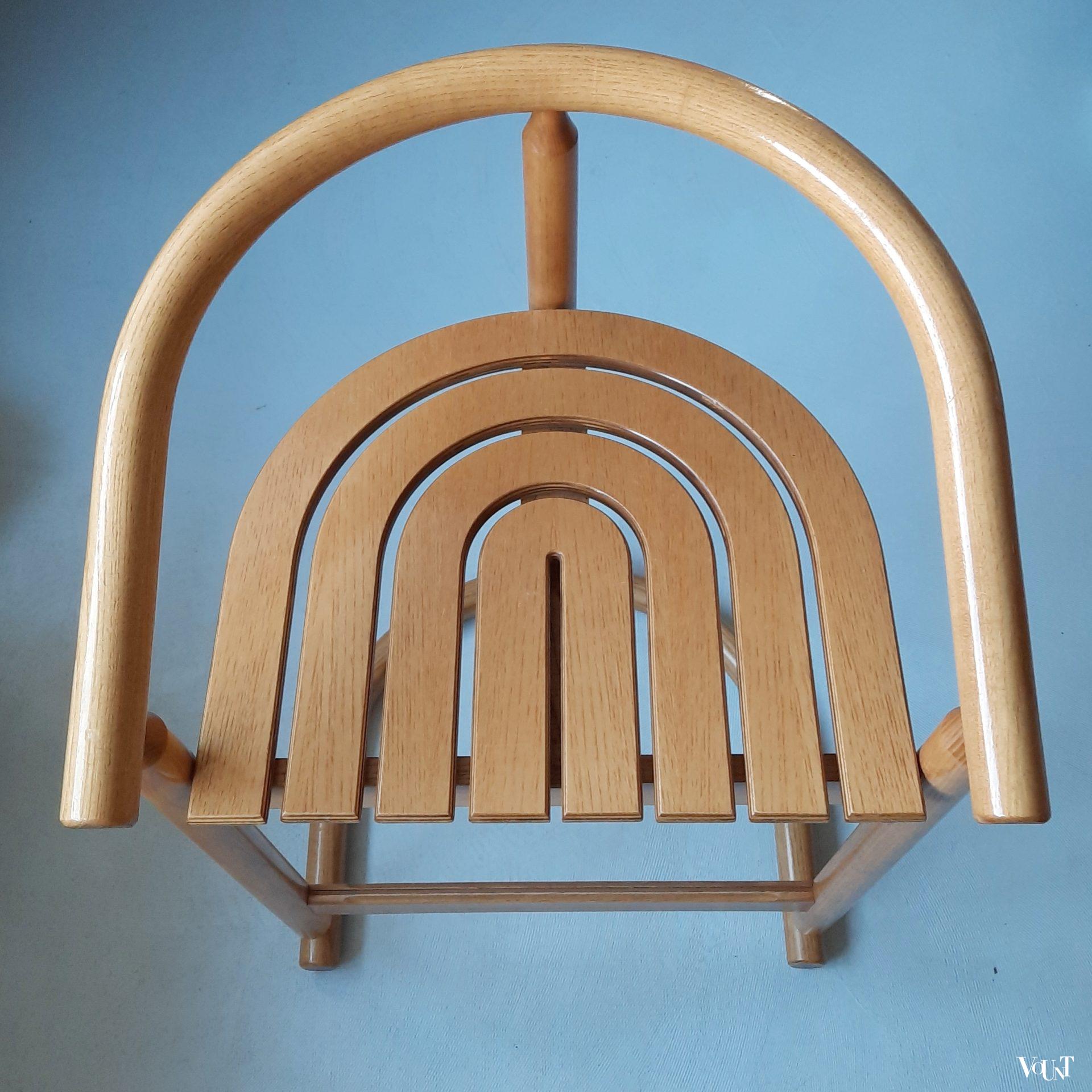 Set van 2 essenhouten barstoelen, Allmilmö, jaren '80/'90