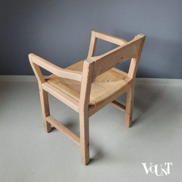 Set van 4 grenen stoelen met papercord zitting, Tage Poulsen voor Gramrode, jaren '70