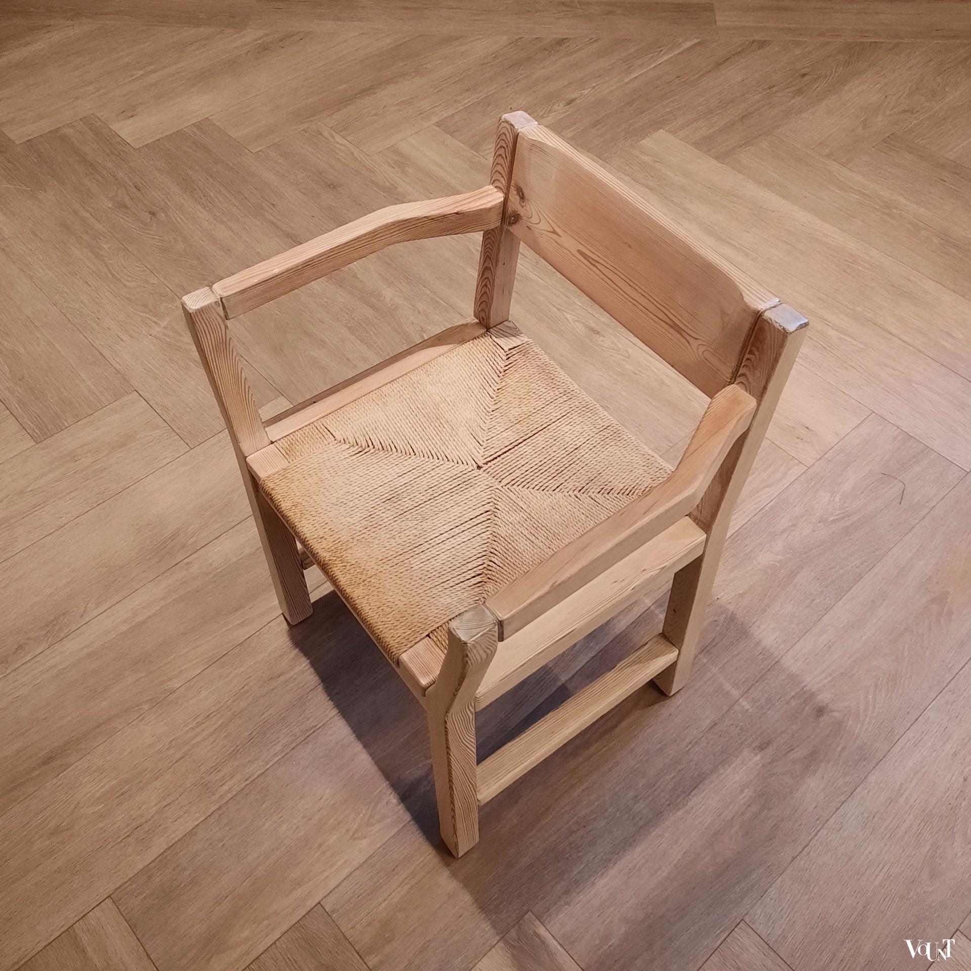 Set van 4 grenen stoelen met papercord zitting, Tage Poulsen voor Gramrode, jaren '70