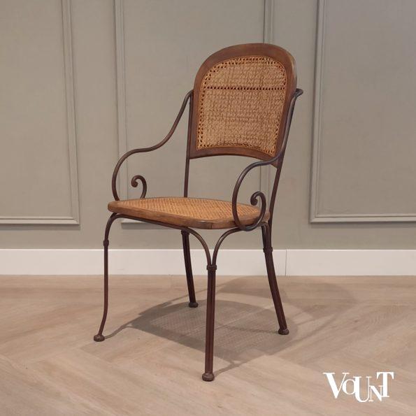 Vintage terras-/serrestoelen stafstaal, hout en rotan, Drexel Heritage Furnishing