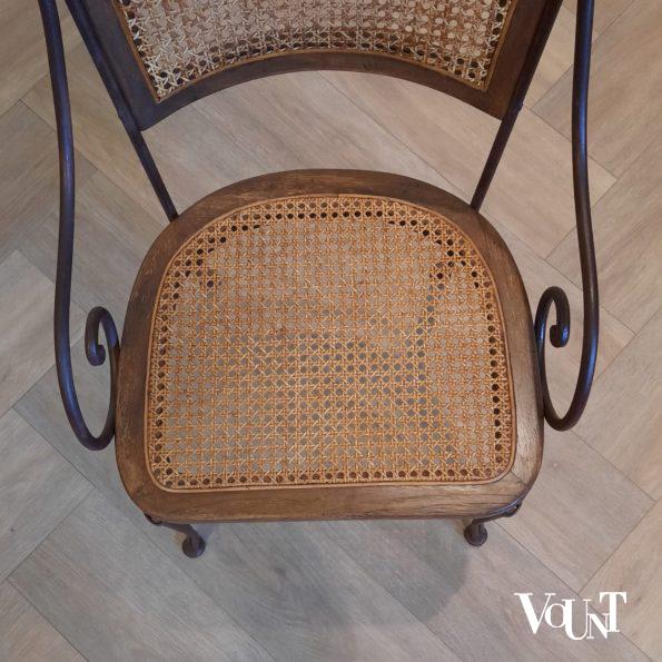 Vintage terras-/serrestoelen stafstaal, hout en rotan, Drexel Heritage Furnishing