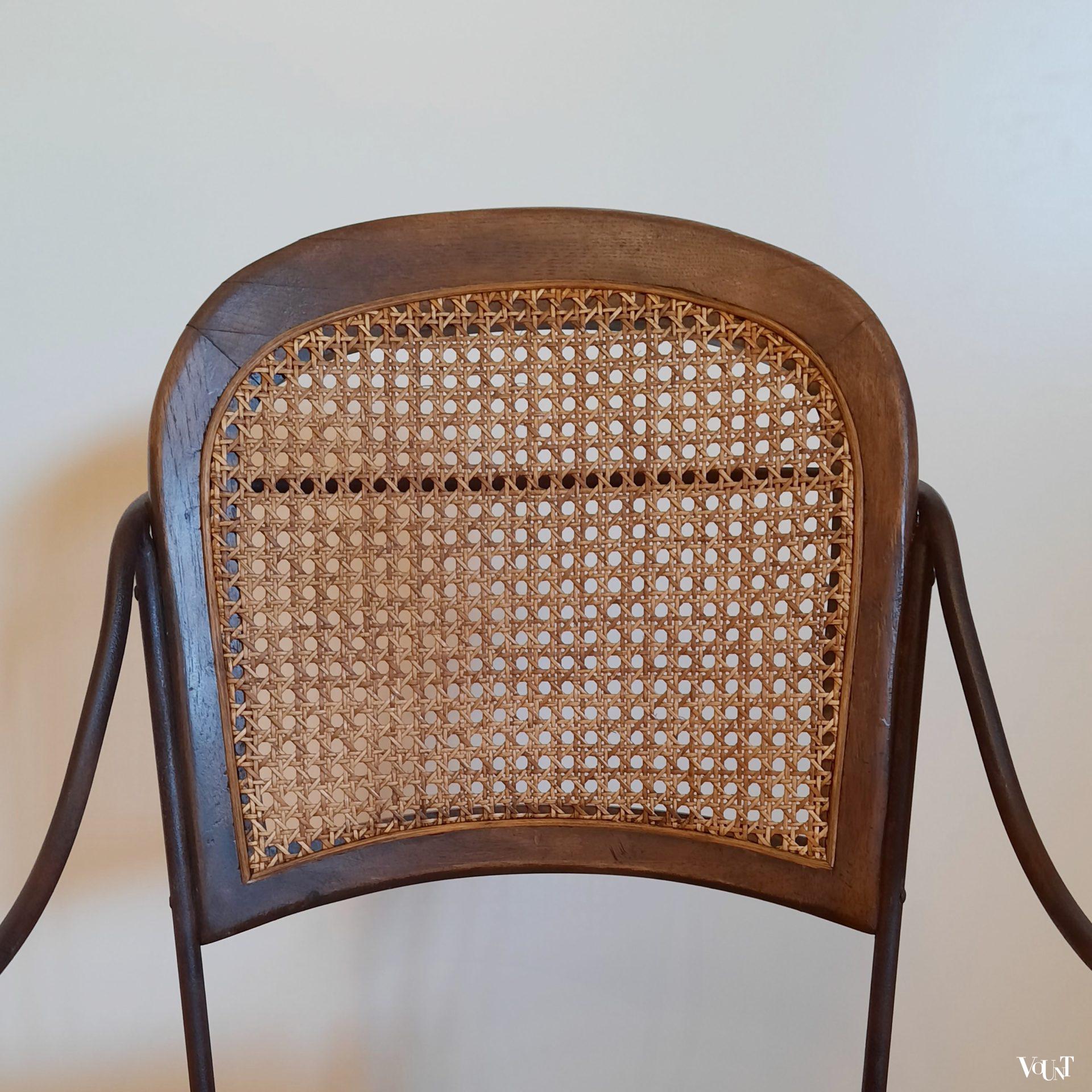Vintage terras-/serrestoelen stafstaal, hout en rotan, Drexel Heritage Furnishing