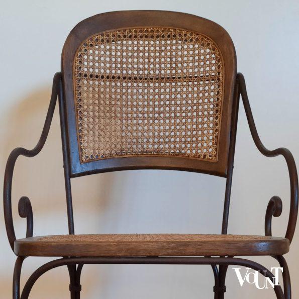 Vintage terras-/serrestoelen stafstaal, hout en rotan, Drexel Heritage Furnishing