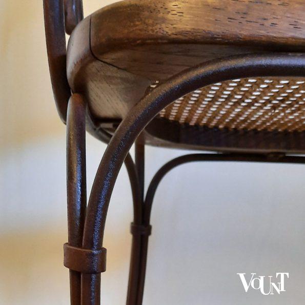 Vintage terras-/serrestoelen stafstaal, hout en rotan, Drexel Heritage Furnishing