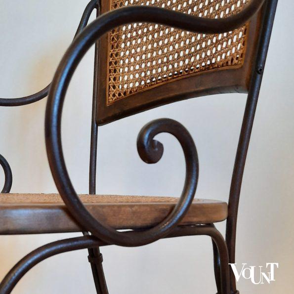 Vintage terras-/serrestoelen stafstaal, hout en rotan, Drexel Heritage Furnishing