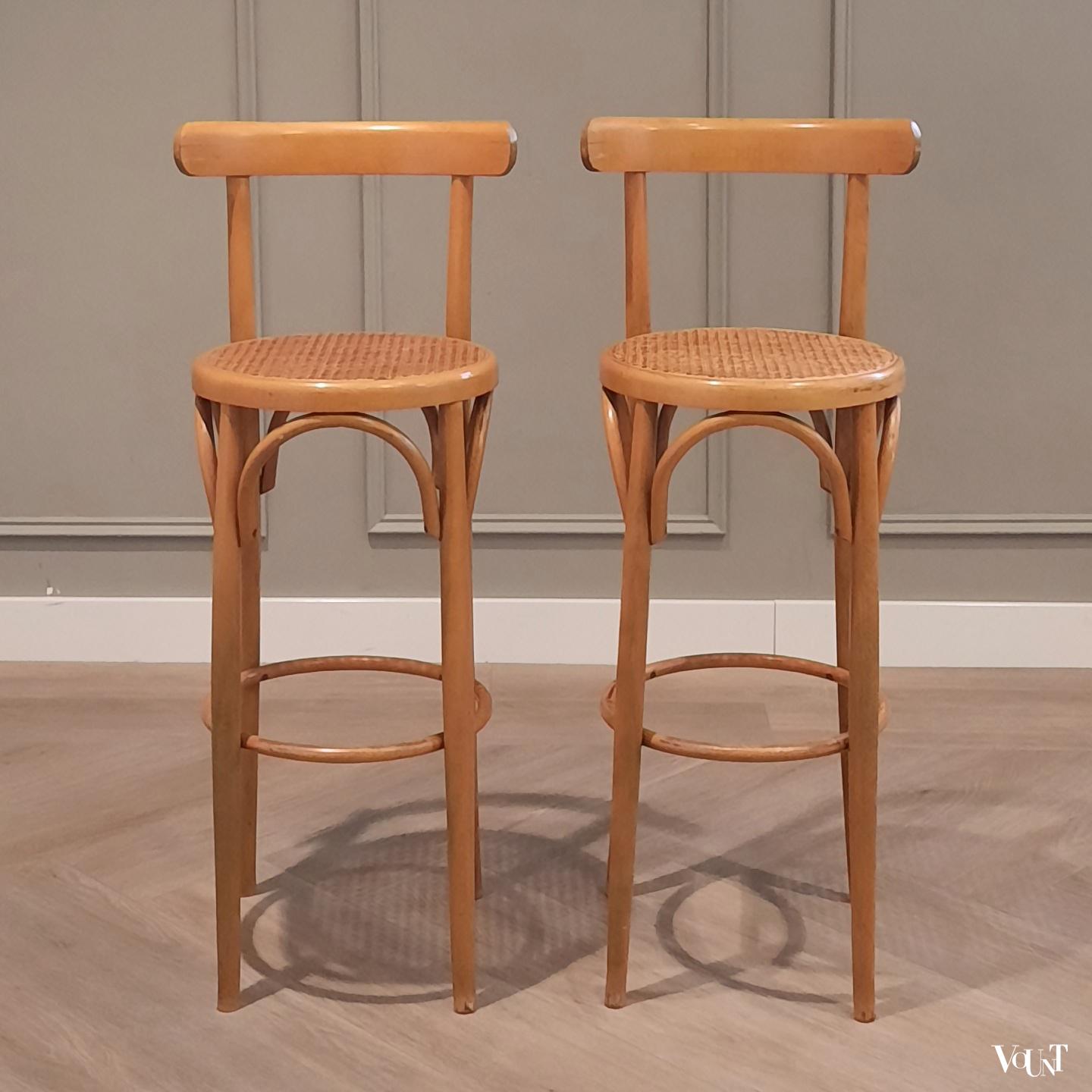 Set van 2 vintage bentwood barkrukken, jaren '70