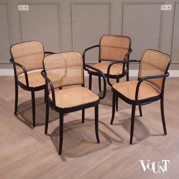Set van 4 zwarte Praag of 811 stoelen, Ligna, jaren '60