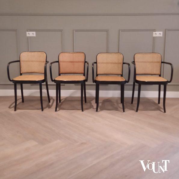 Set van 4 zwarte Praag of 811 stoelen, Ligna, jaren '60