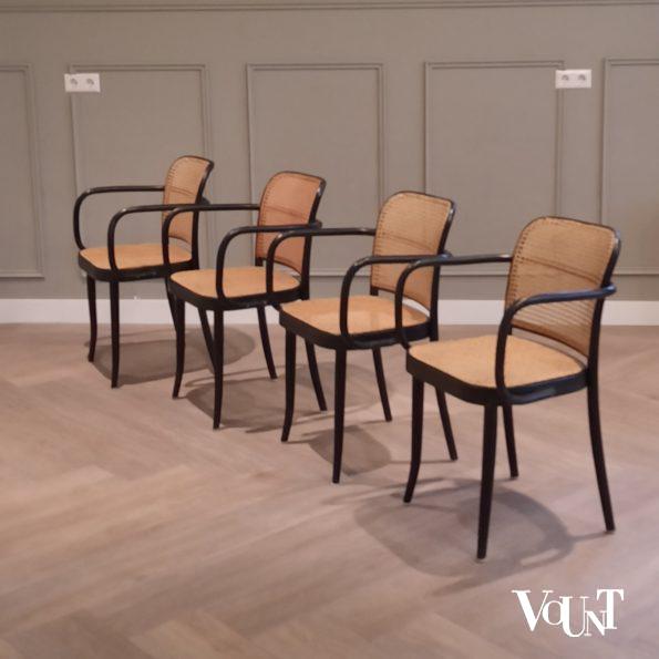 Set van 4 zwarte Praag of 811 stoelen, Ligna, jaren '60