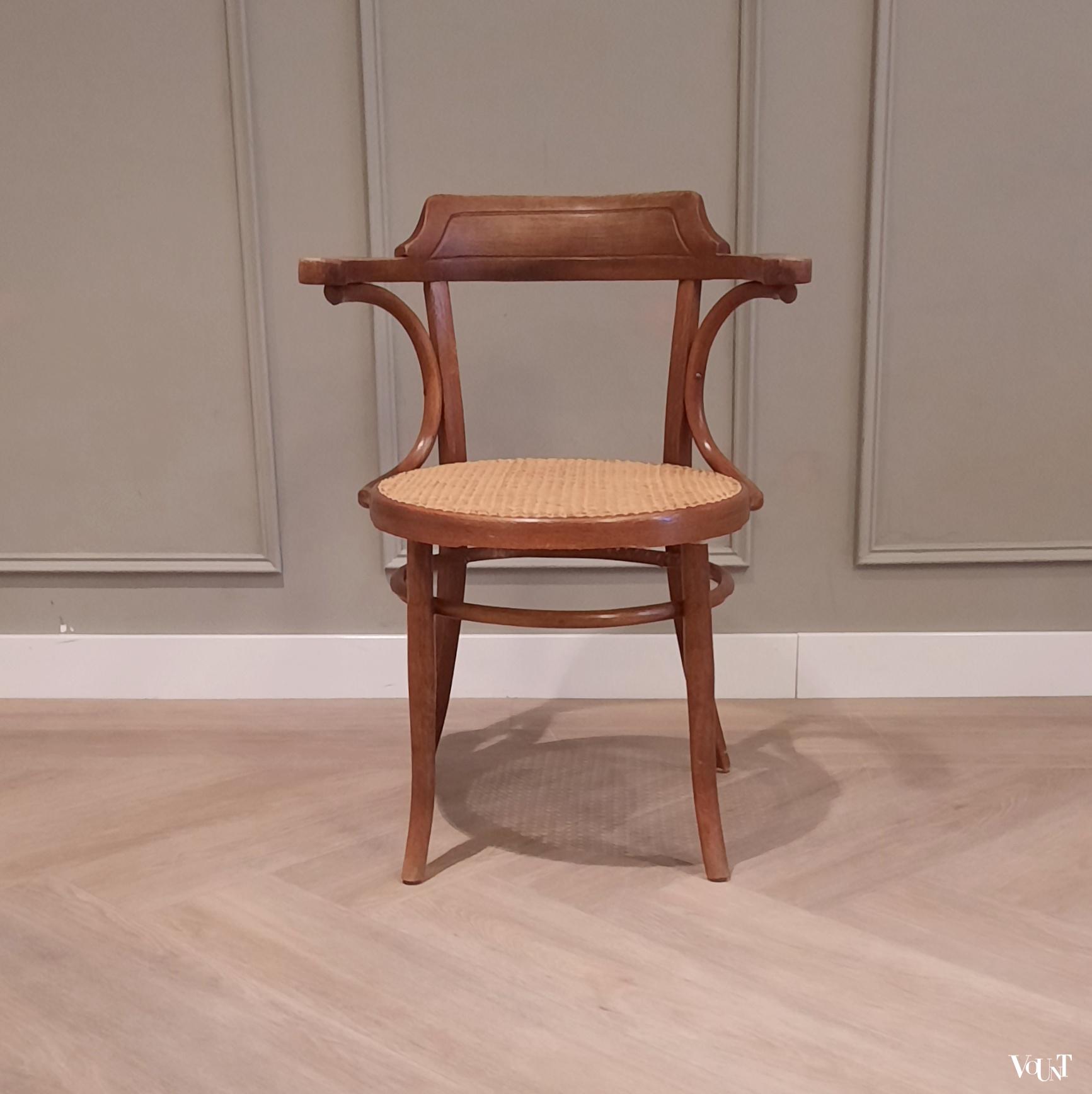 Bureaustoel met rotan zitting, nr. 6003, Thonet-Mundus, rond 1920