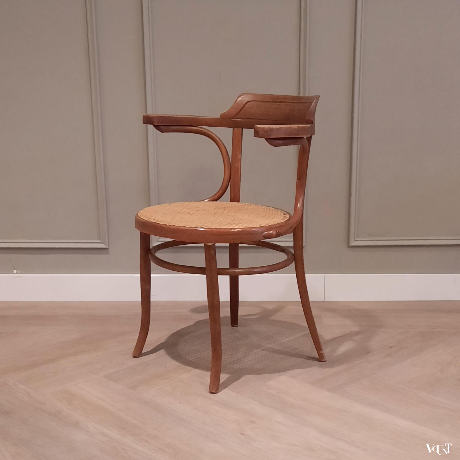 Bureaustoel met rotan zitting, nr. 6003, Thonet-Mundus, rond 1920