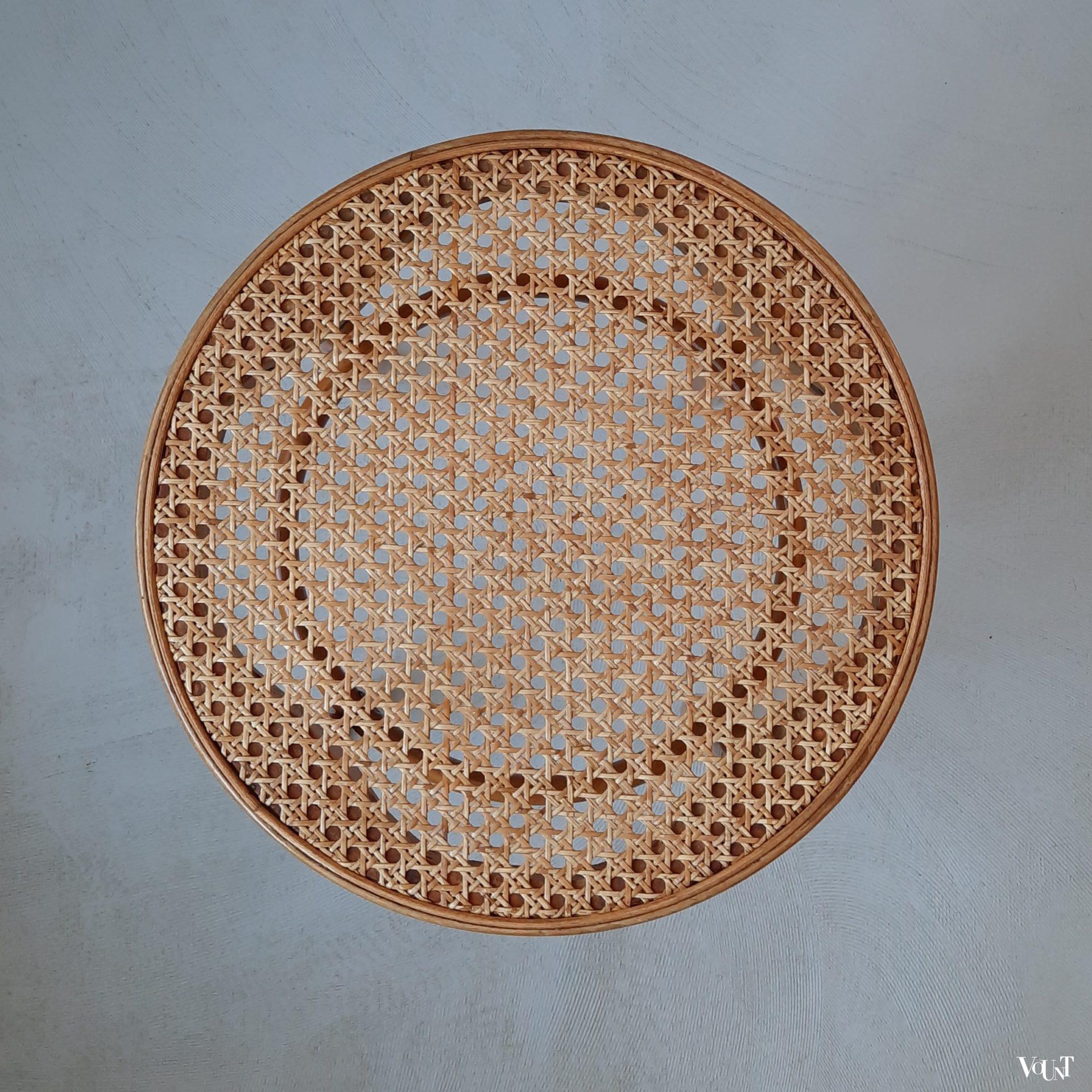 Beukenhouten bentwood kruk met rotan zitting, Ligna, jaren '70