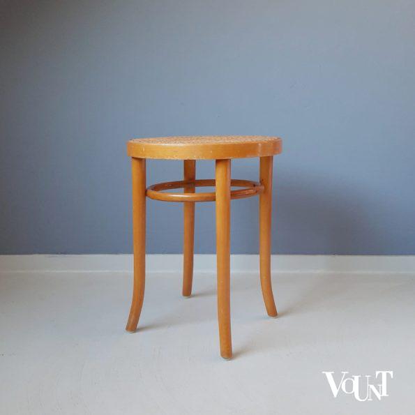 Beukenhouten bentwood kruk met rotan zitting, Ligna, jaren '70