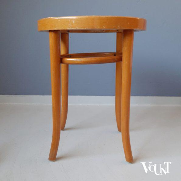 Beukenhouten bentwood kruk met rotan zitting, Ligna, jaren '70