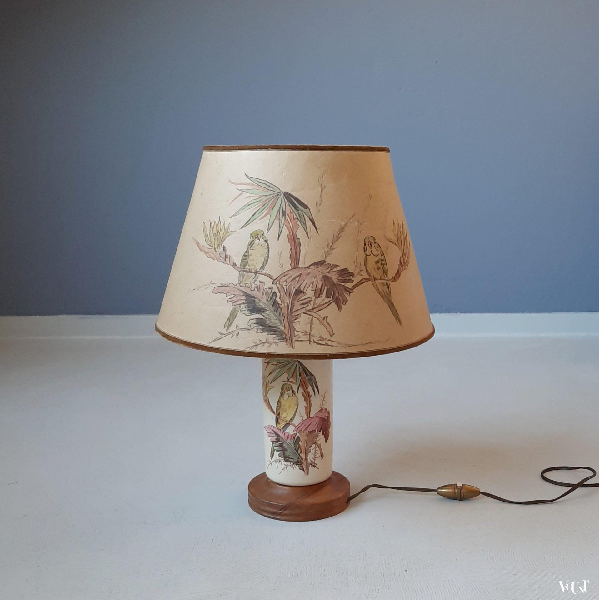 Franse tafellamp parkieten, jaren '60/'70