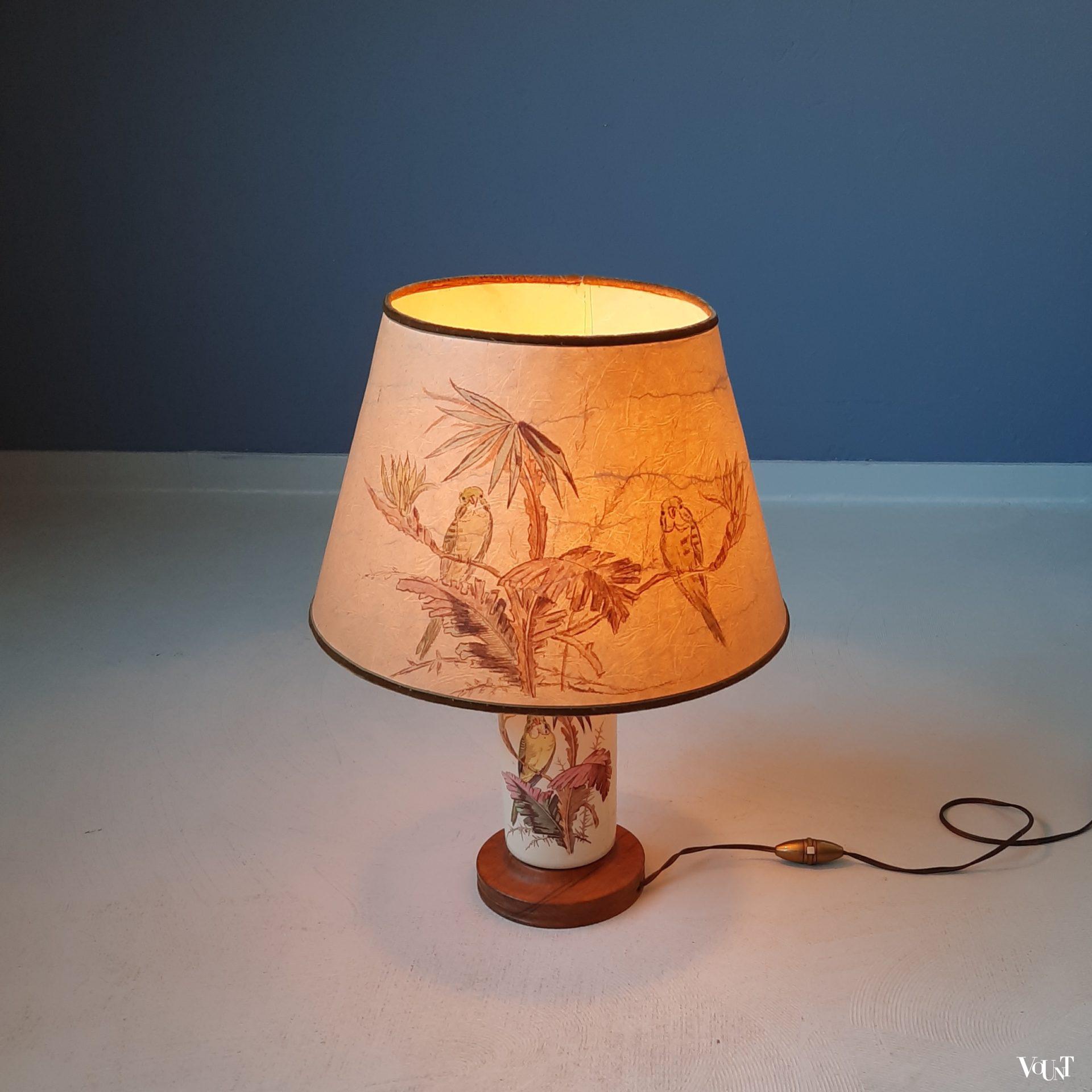 Franse tafellamp parkieten, jaren '60/'70