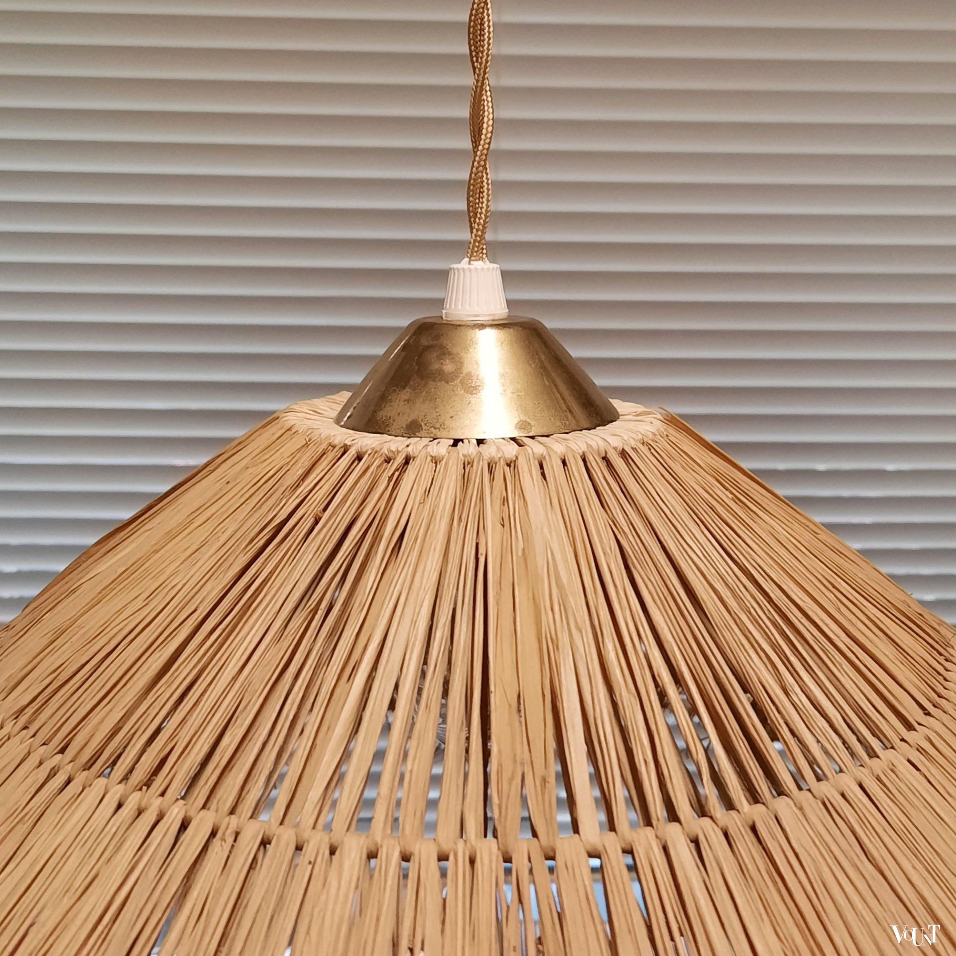 Vintage raffia hanglamp, jaren '50/'60