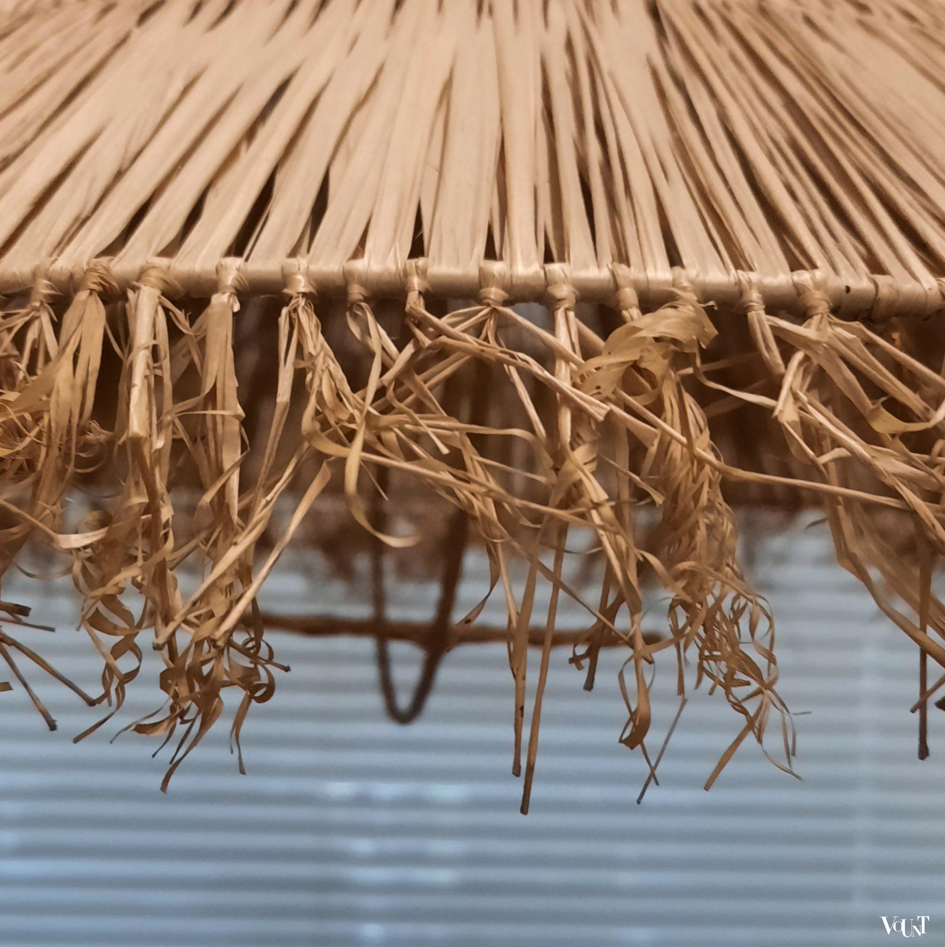 Vintage raffia hanglamp, jaren '50/'60