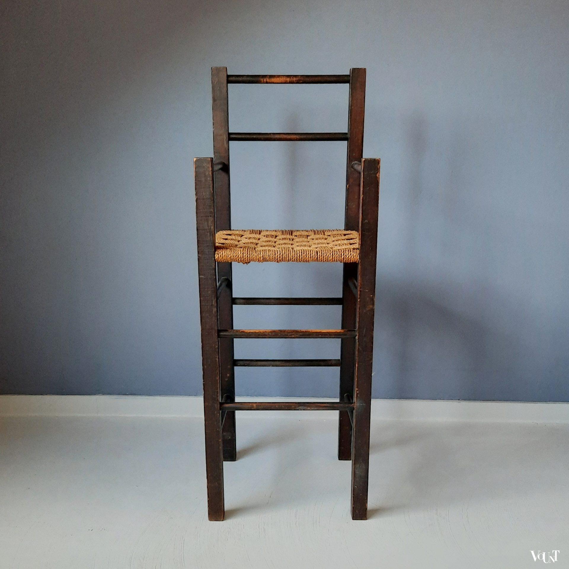 Bauhaus-stijl houten kinderstoel met touw, jaren '30 - '50