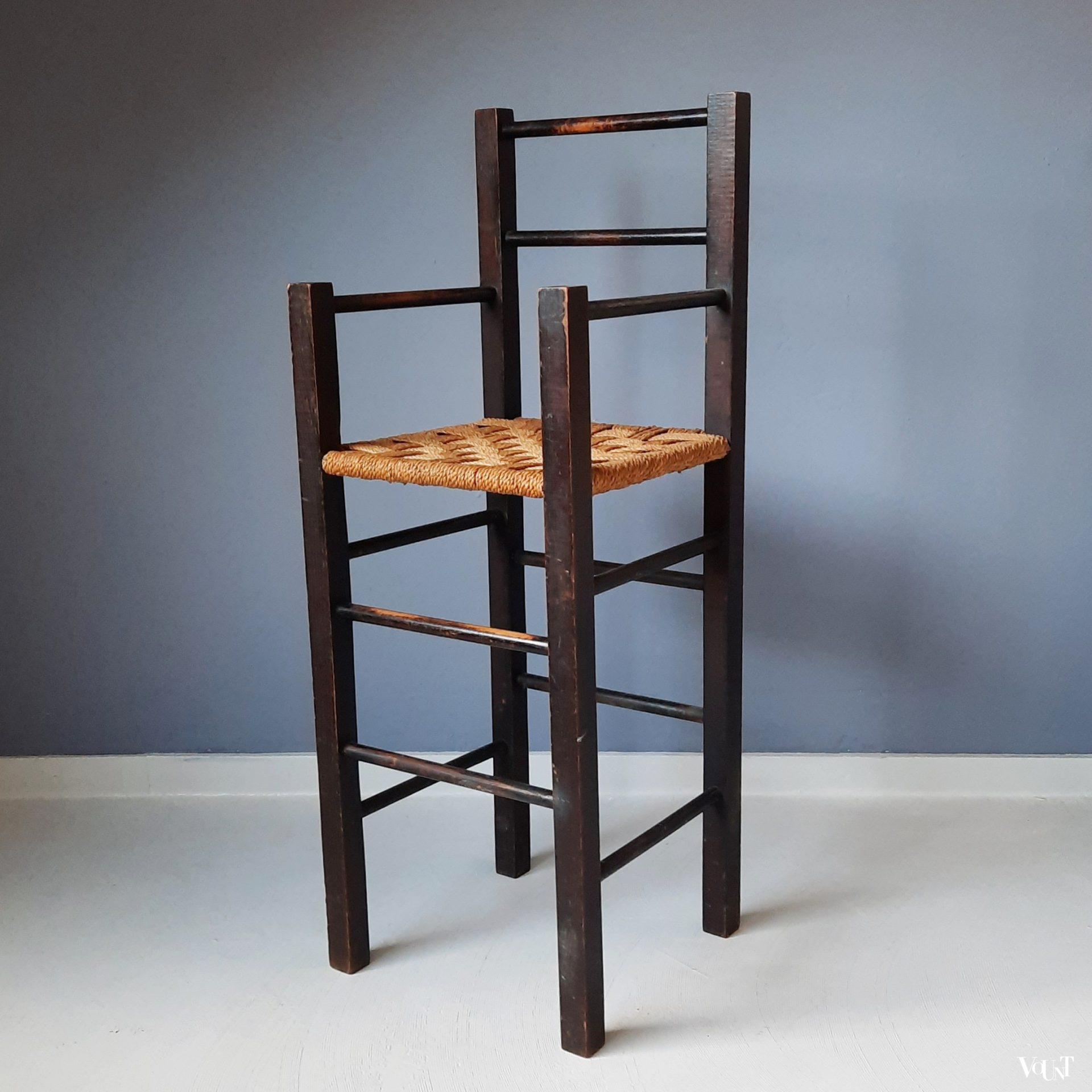 Bauhaus-stijl houten kinderstoel met touw, jaren '30 - '50