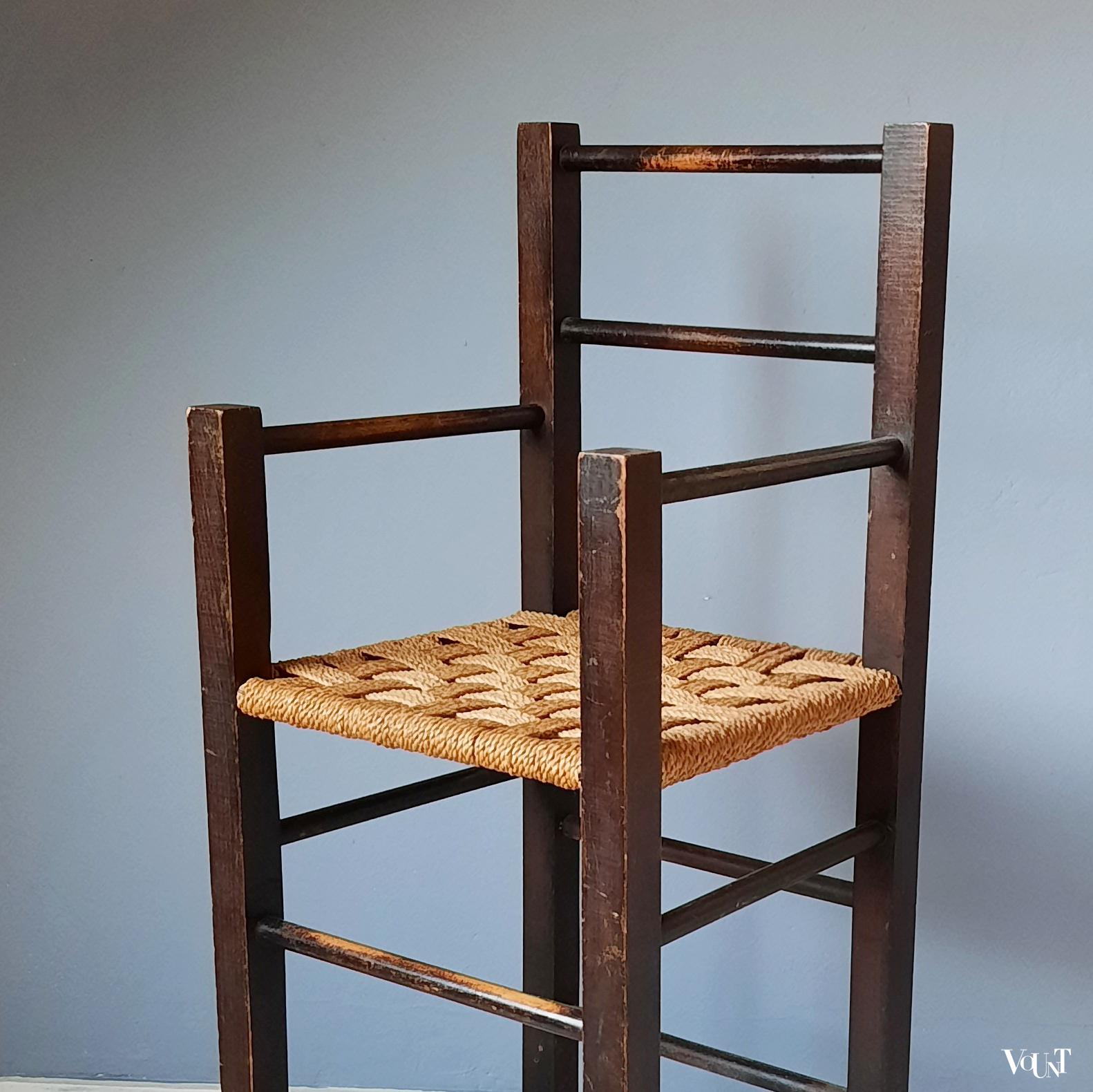 Bauhaus-stijl houten kinderstoel met touw, jaren '30 - '50