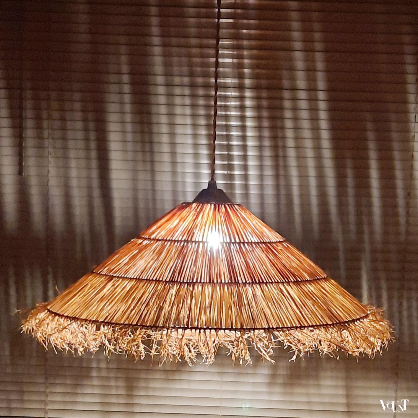 Vintage raffia hanglamp, jaren '50/'60