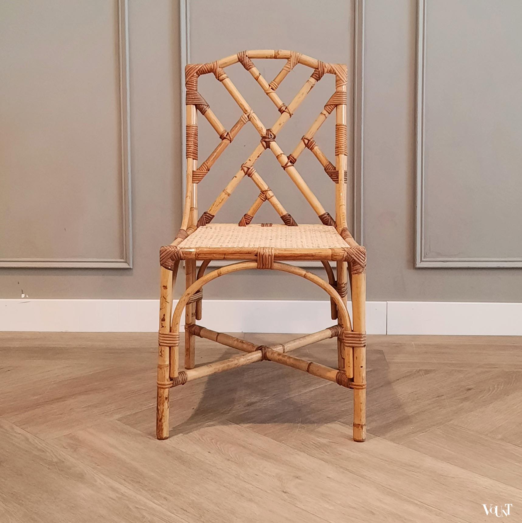 Set van 4 rotan eettafelstoelen, jaren '60/'70