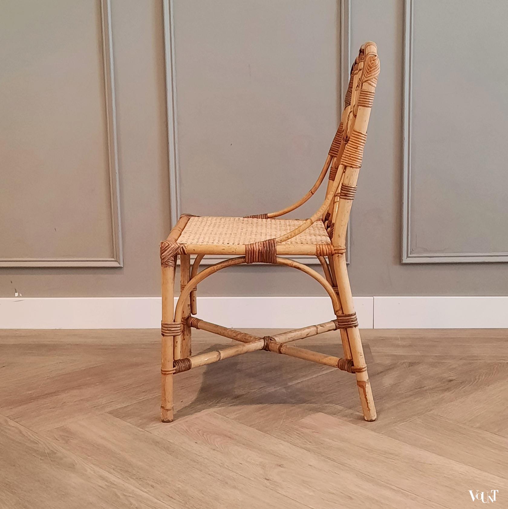 Set van 4 rotan eettafelstoelen, jaren '60/'70