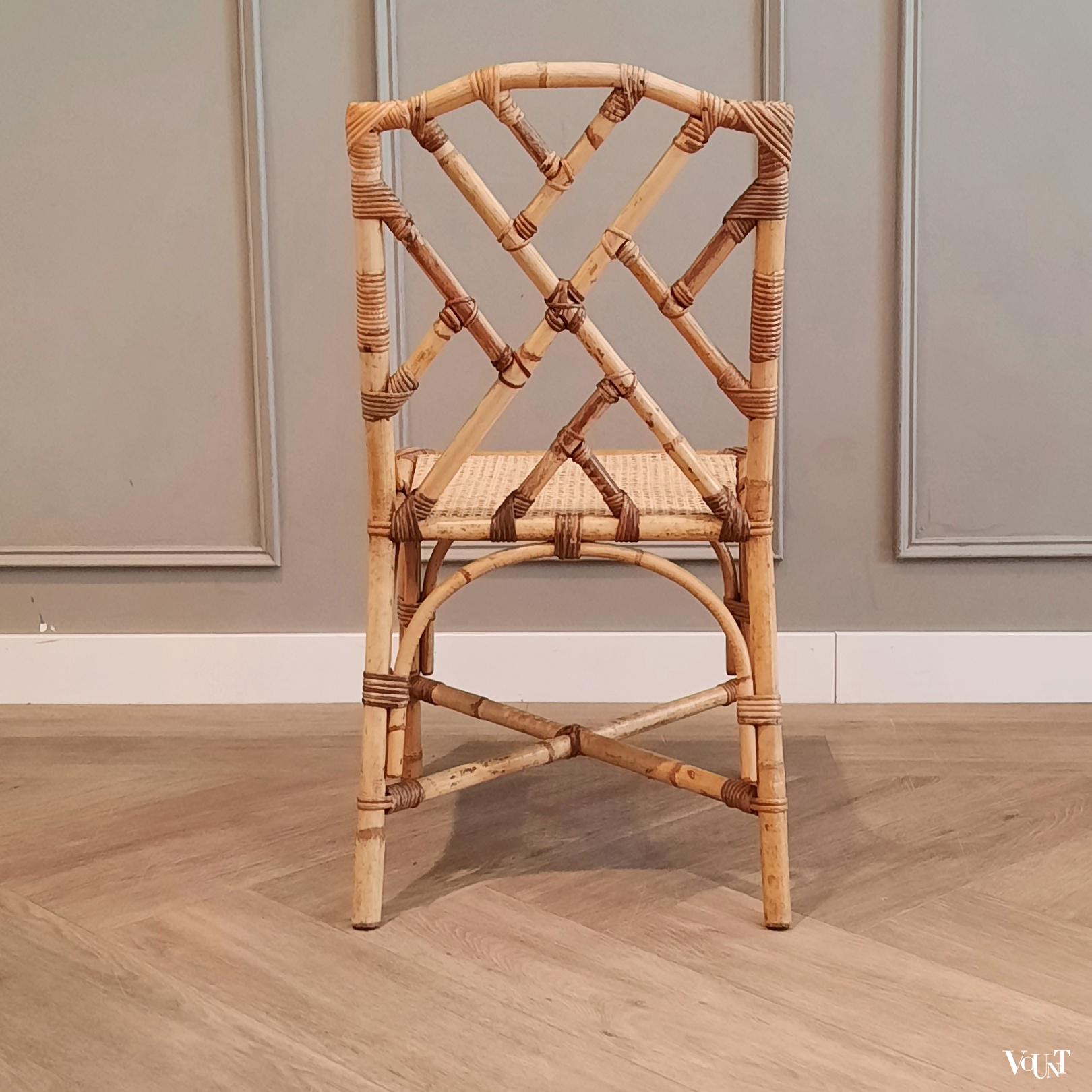 Set van 4 rotan eettafelstoelen, jaren '60/'70