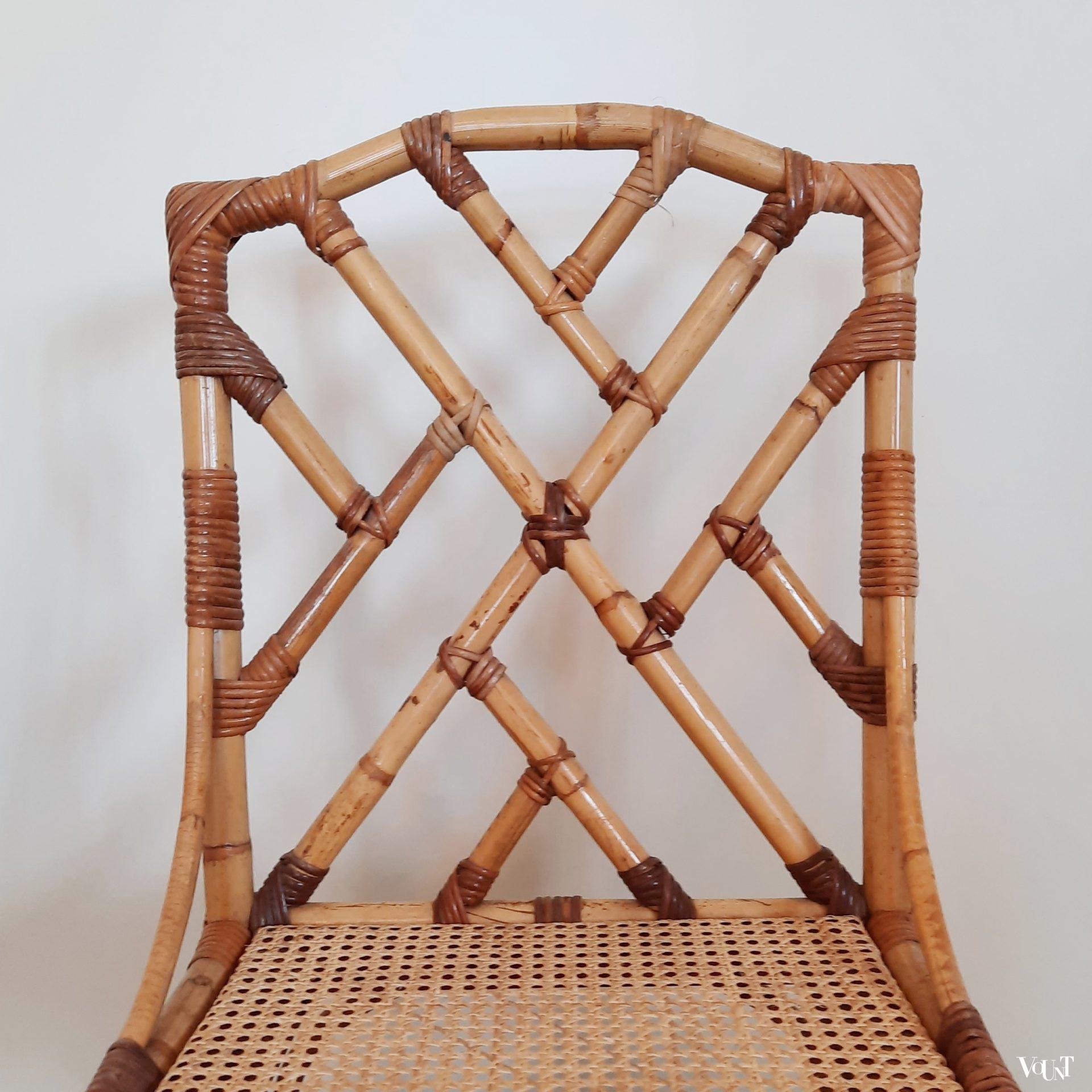 Set van 4 rotan eettafelstoelen, jaren '60/'70