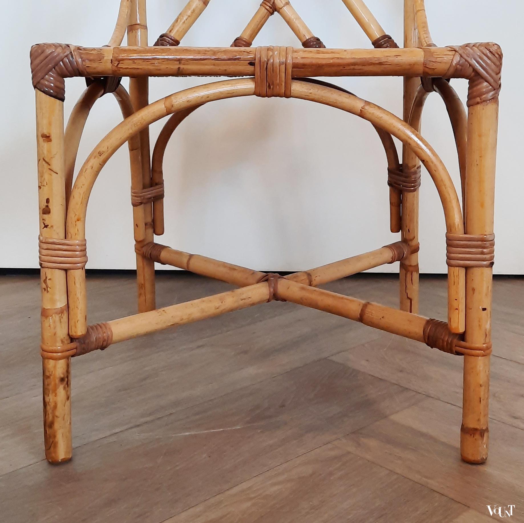 Set van 4 rotan eettafelstoelen, jaren '60/'70